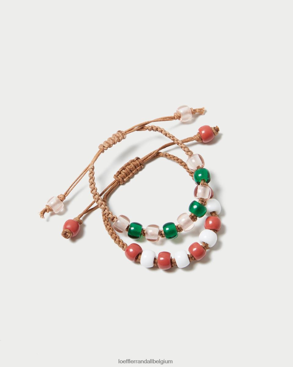 accessoires Loeffler Randall ensemble de bracelets en perles zena rose multicolore femmes 04V42L407