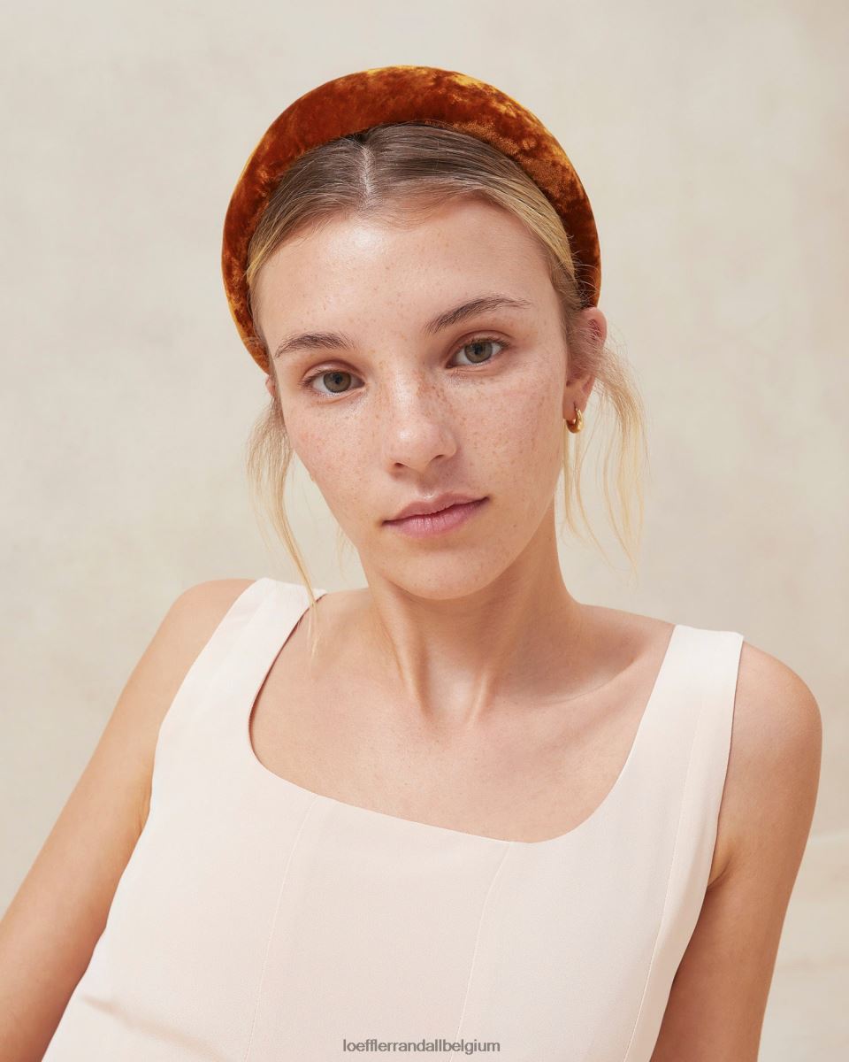 accessoires Loeffler Randall bandeau en velours bellamy ocre femmes 04V42L145