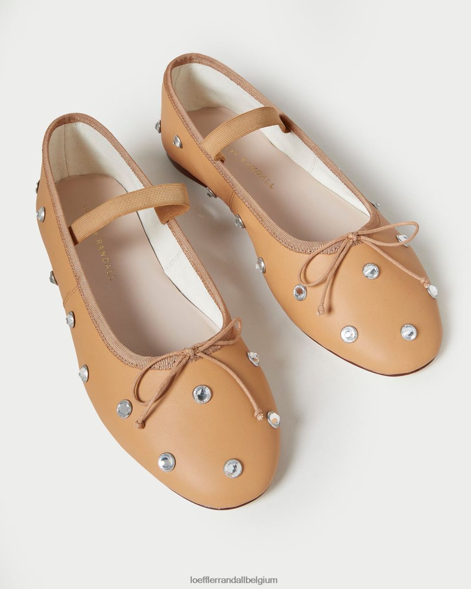 chaussures Loeffler Randall ballerines Léonie caramel/cristal femmes 04V42L303