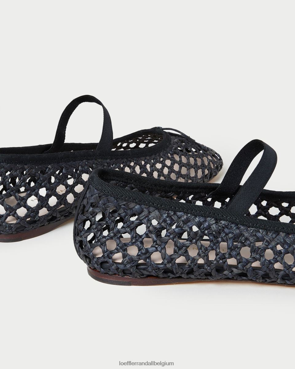 chaussures Loeffler Randall ballerines Léonie crochet noir femmes 04V42L301