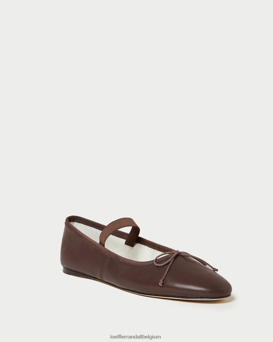 chaussures Loeffler Randall ballerines Léonie cuir chocolat femmes 04V42L296