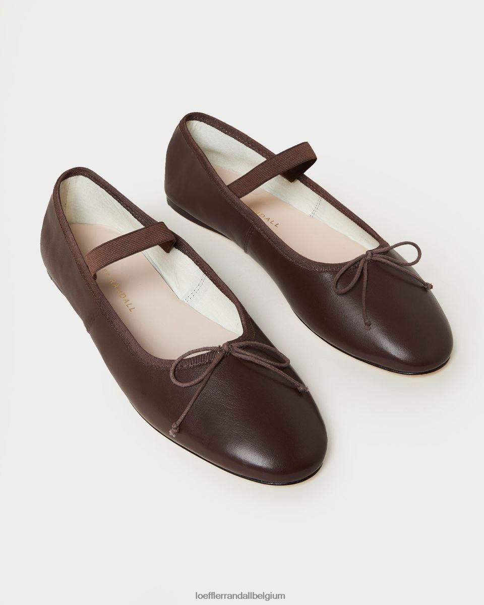chaussures Loeffler Randall ballerines Léonie cuir chocolat femmes 04V42L296