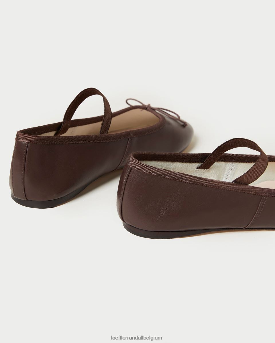 chaussures Loeffler Randall ballerines Léonie cuir chocolat femmes 04V42L296