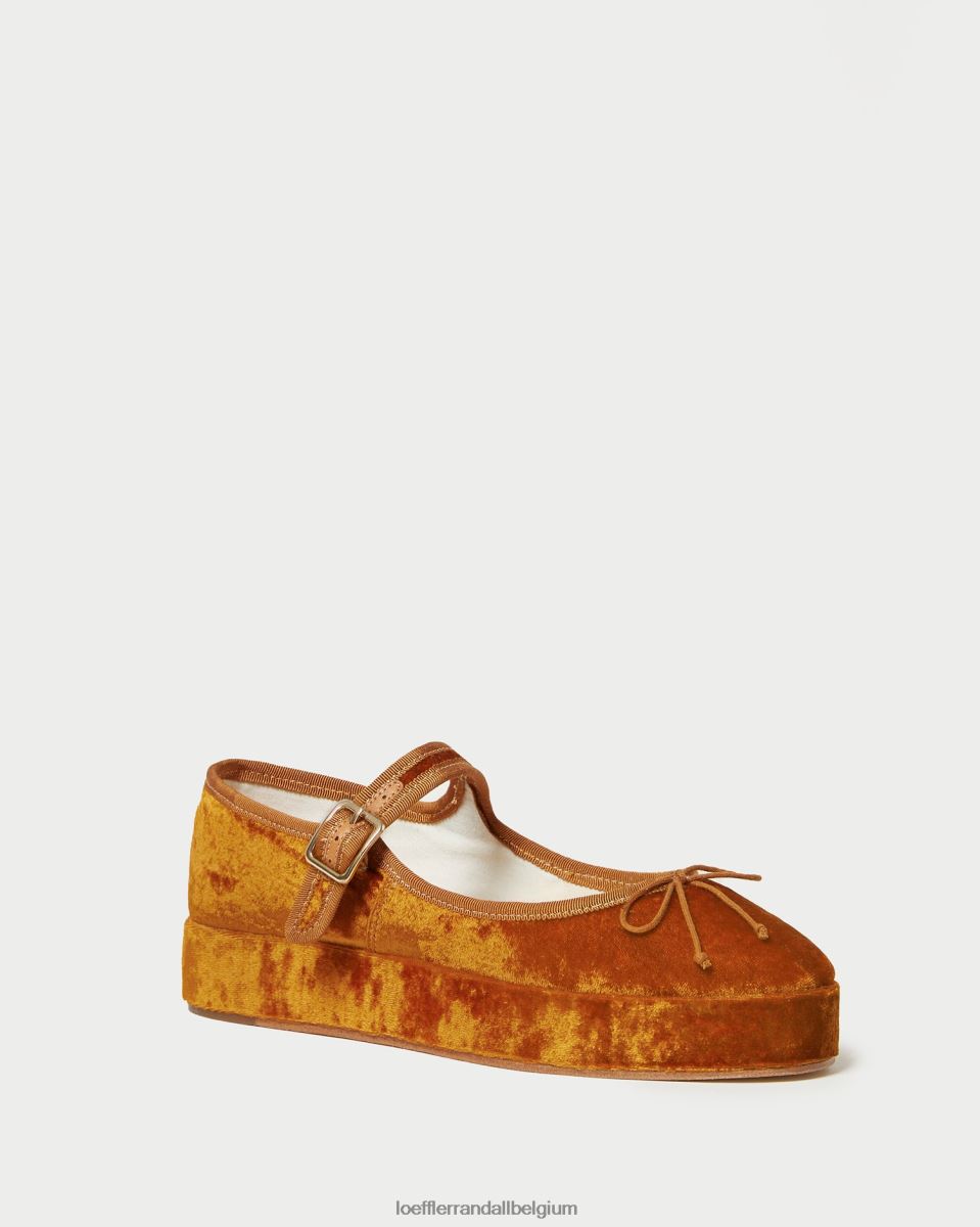chaussures Loeffler Randall plate-forme Leah Mary Jane ocre femmes 04V42L307