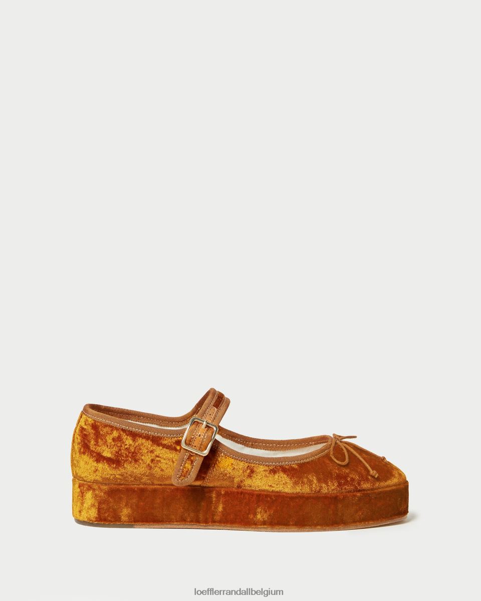 chaussures Loeffler Randall plate-forme Leah Mary Jane ocre femmes 04V42L307