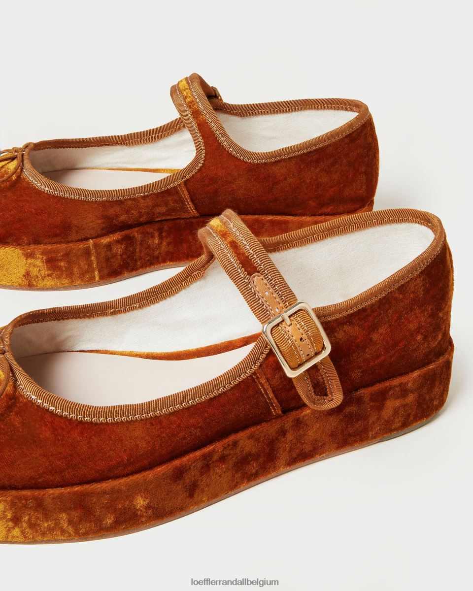chaussures Loeffler Randall plate-forme Leah Mary Jane ocre femmes 04V42L307