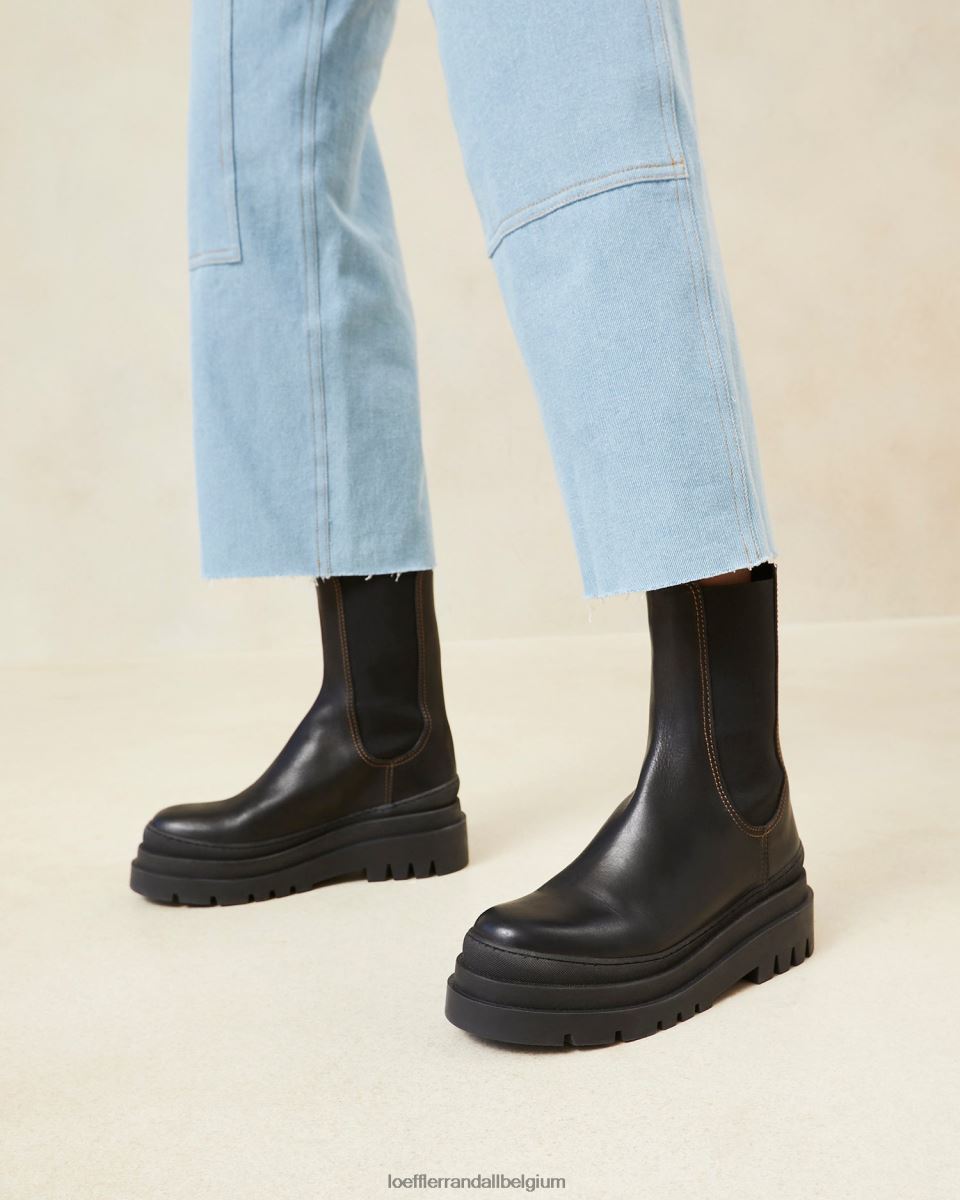 chaussures Loeffler Randall botte à crampons épaisses Carlota noir femmes 04V42L291