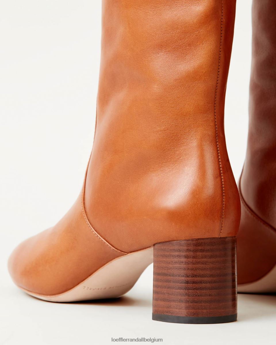 chaussures Loeffler Randall botte haute gia Cognac femmes 04V42L271
