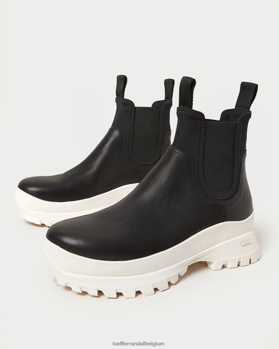 chaussures Loeffler Randall botte météo tara crème noir blanc femmes 04V42L280