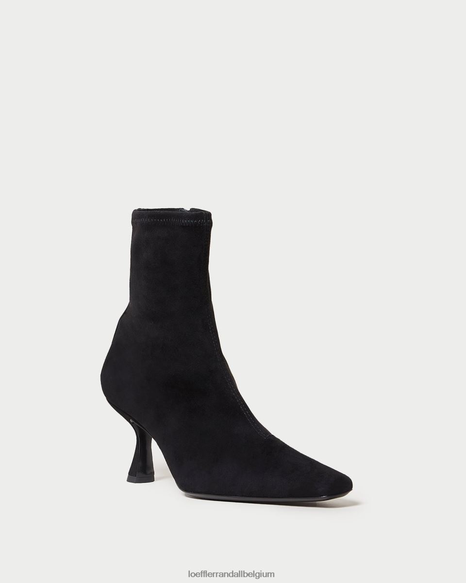 chaussures Loeffler Randall bottines courbées en daim thandy noir femmes 04V42L289