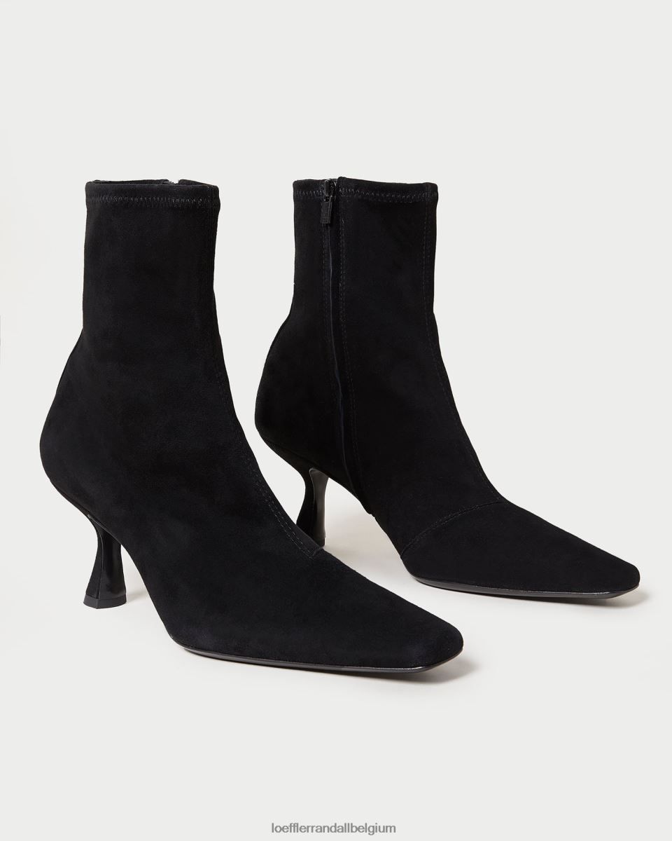 chaussures Loeffler Randall bottines courbées en daim thandy noir femmes 04V42L289