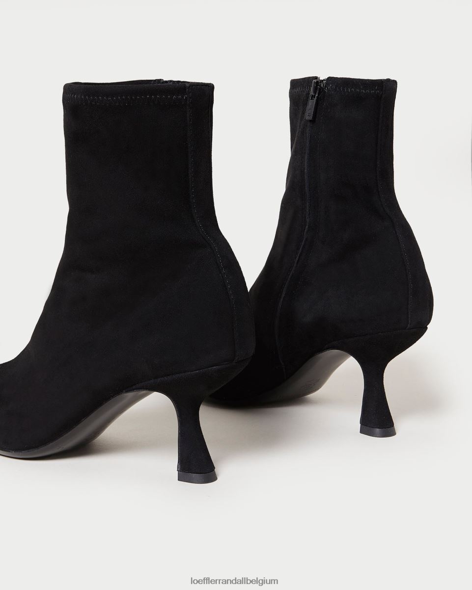 chaussures Loeffler Randall bottines courbées en daim thandy noir femmes 04V42L289