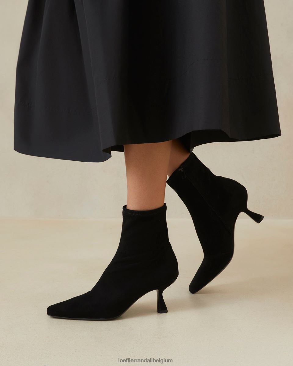 chaussures Loeffler Randall bottines courbées en daim thandy noir femmes 04V42L289