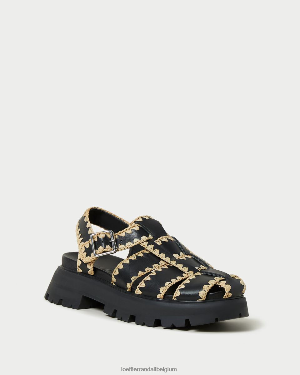 chaussures Loeffler Randall sandale à cage talia noir/naturel femmes 04V42L125