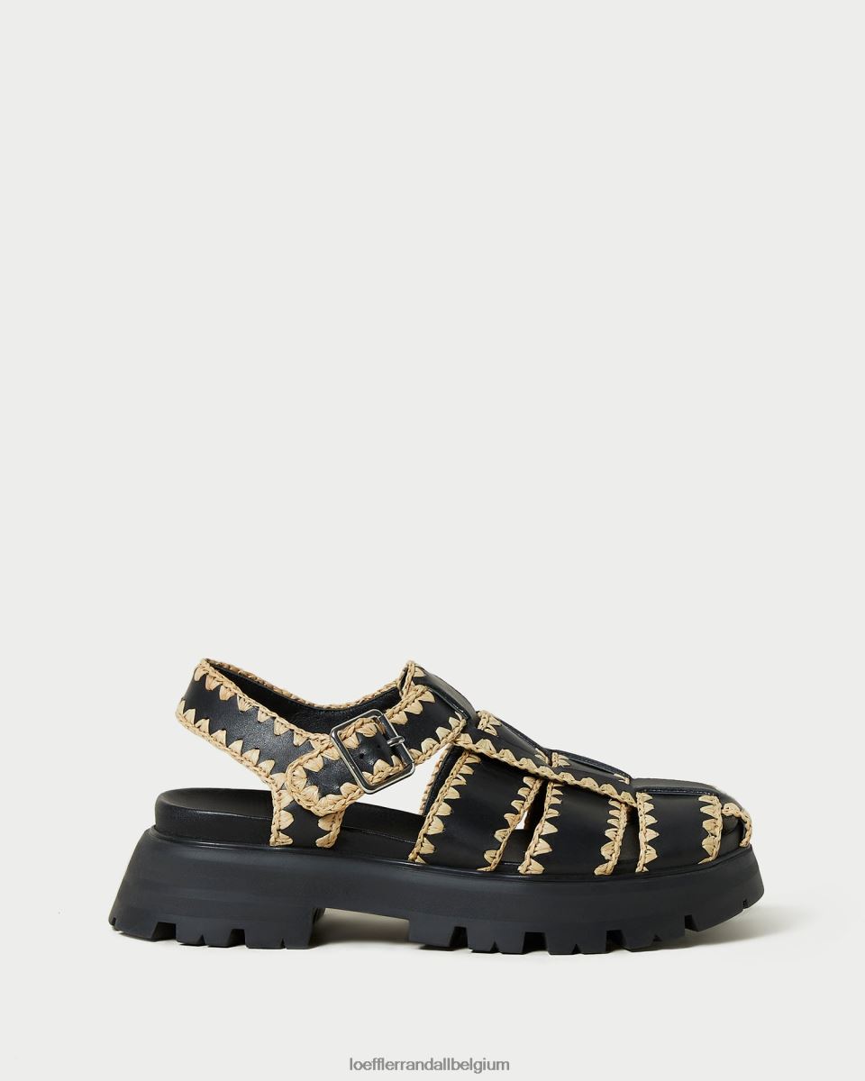 chaussures Loeffler Randall sandale à cage talia noir/naturel femmes 04V42L125