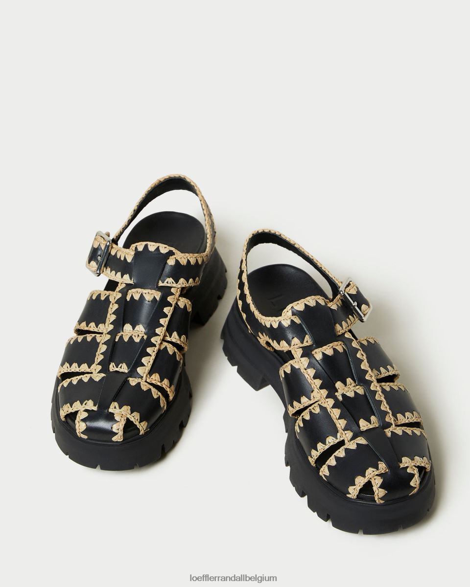 chaussures Loeffler Randall sandale à cage talia noir/naturel femmes 04V42L125
