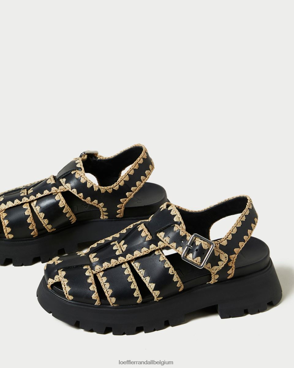 chaussures Loeffler Randall sandale à cage talia noir/naturel femmes 04V42L125