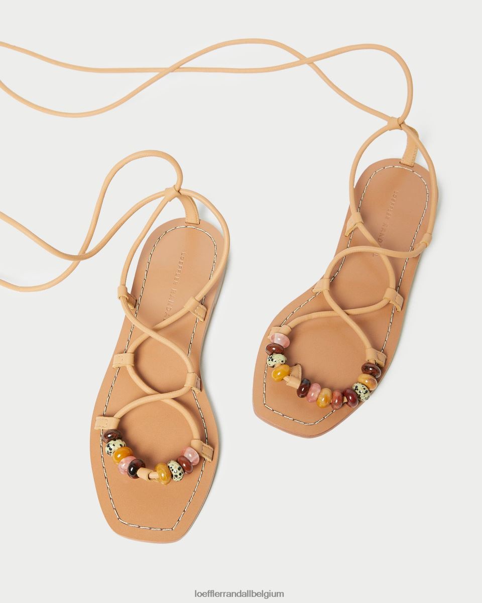 chaussures Loeffler Randall sandale à lacets avec nœud Colleen Miel femmes 04V42L135