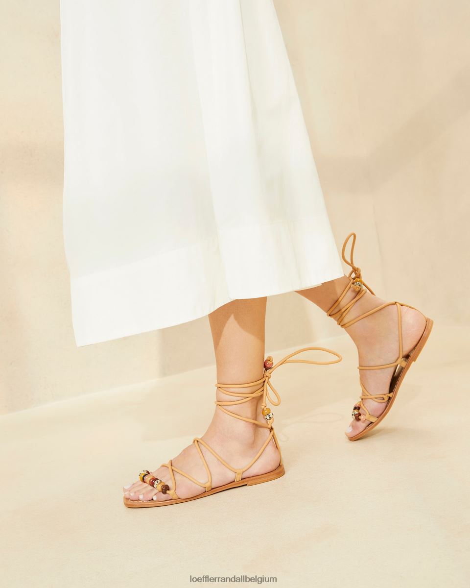 chaussures Loeffler Randall sandale à lacets avec nœud Colleen Miel femmes 04V42L135