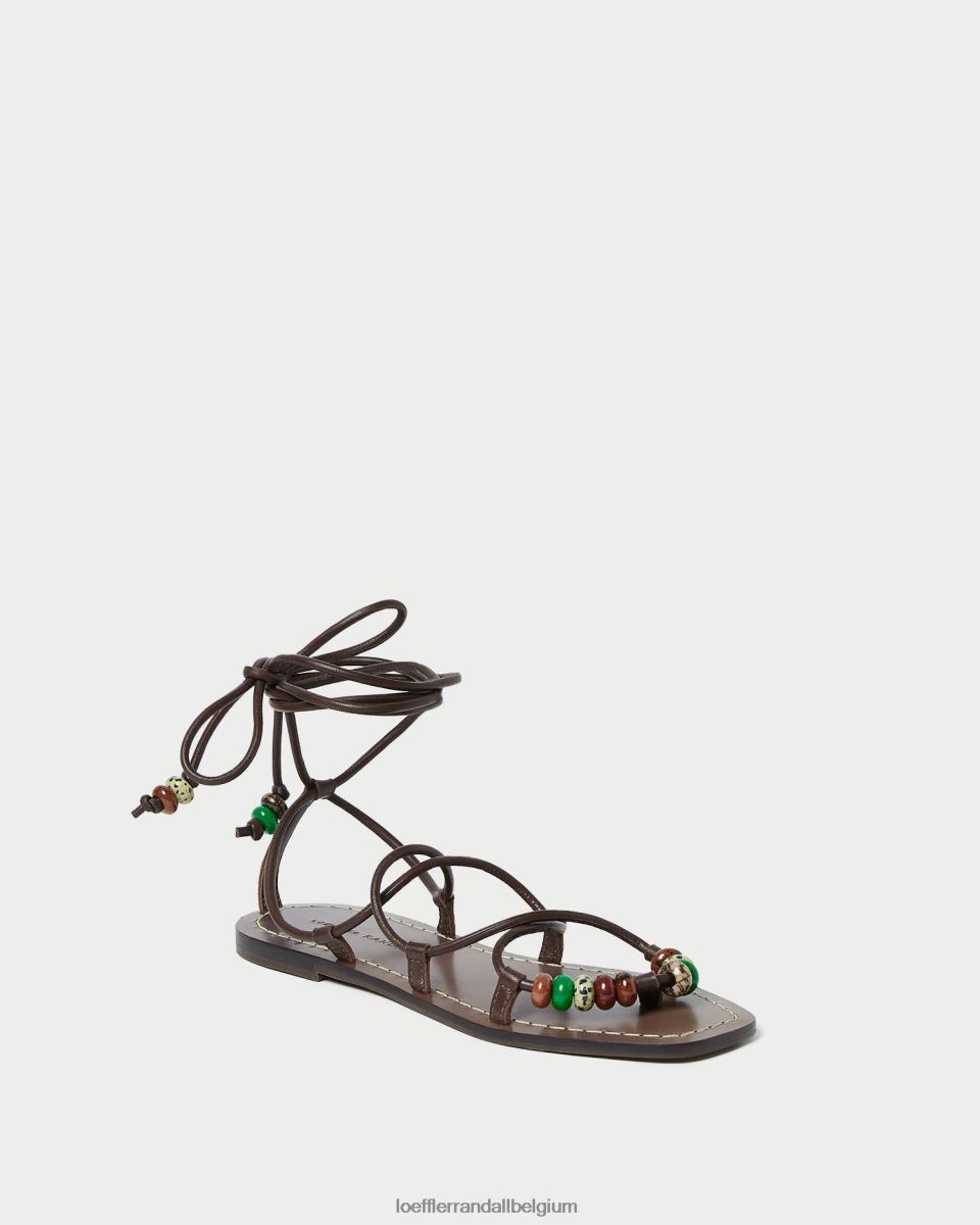 chaussures Loeffler Randall sandale à lacets avec nœud Colleen chocolat femmes 04V42L134