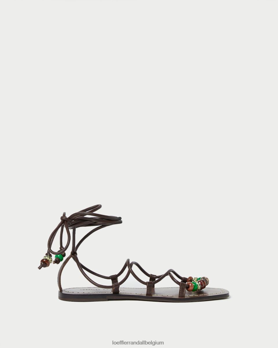 chaussures Loeffler Randall sandale à lacets avec nœud Colleen chocolat femmes 04V42L134