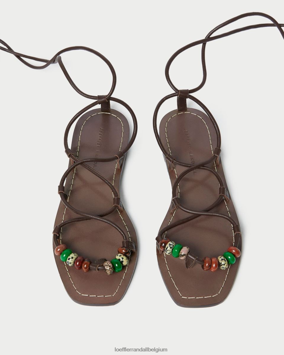 chaussures Loeffler Randall sandale à lacets avec nœud Colleen chocolat femmes 04V42L134