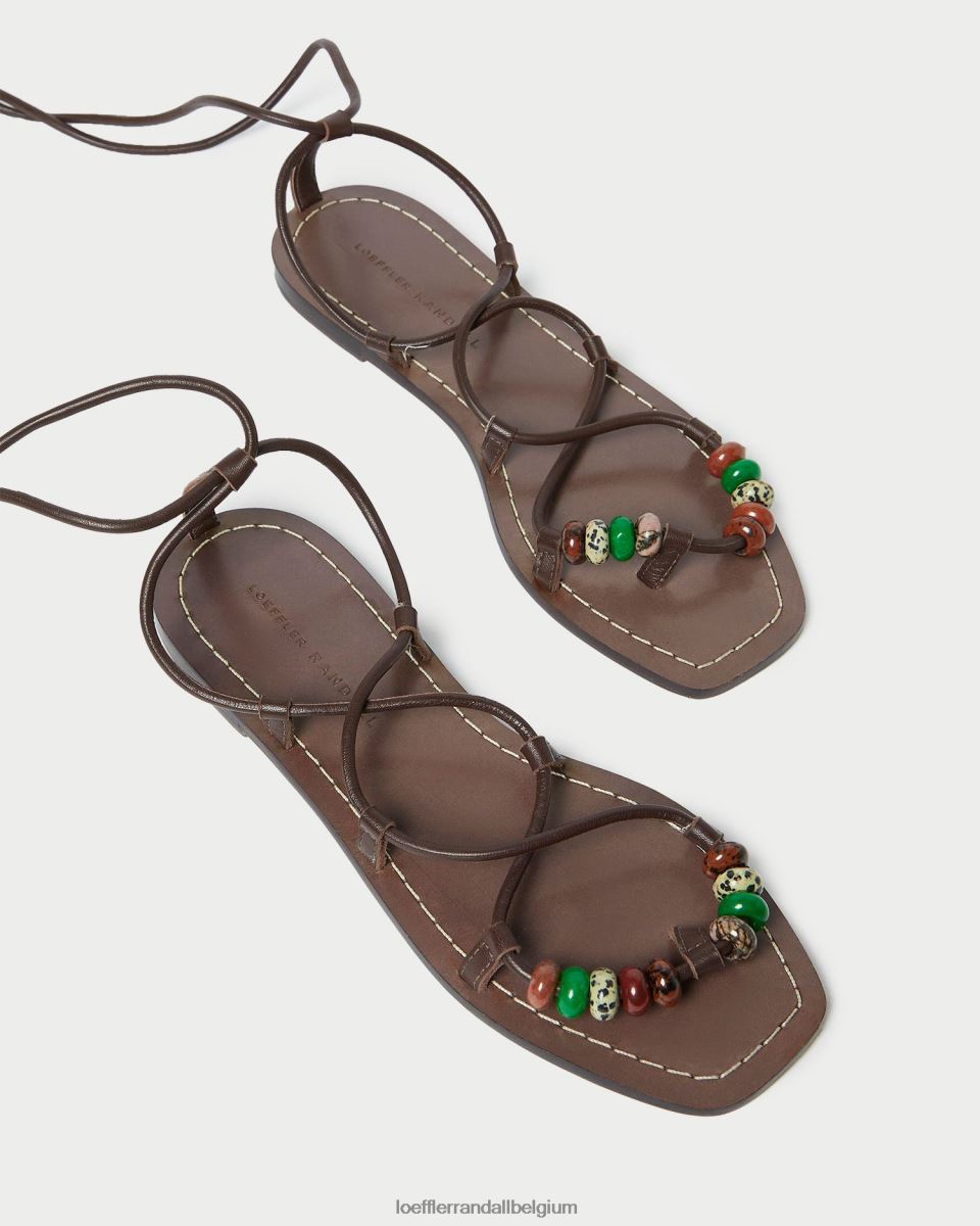 chaussures Loeffler Randall sandale à lacets avec nœud Colleen chocolat femmes 04V42L134