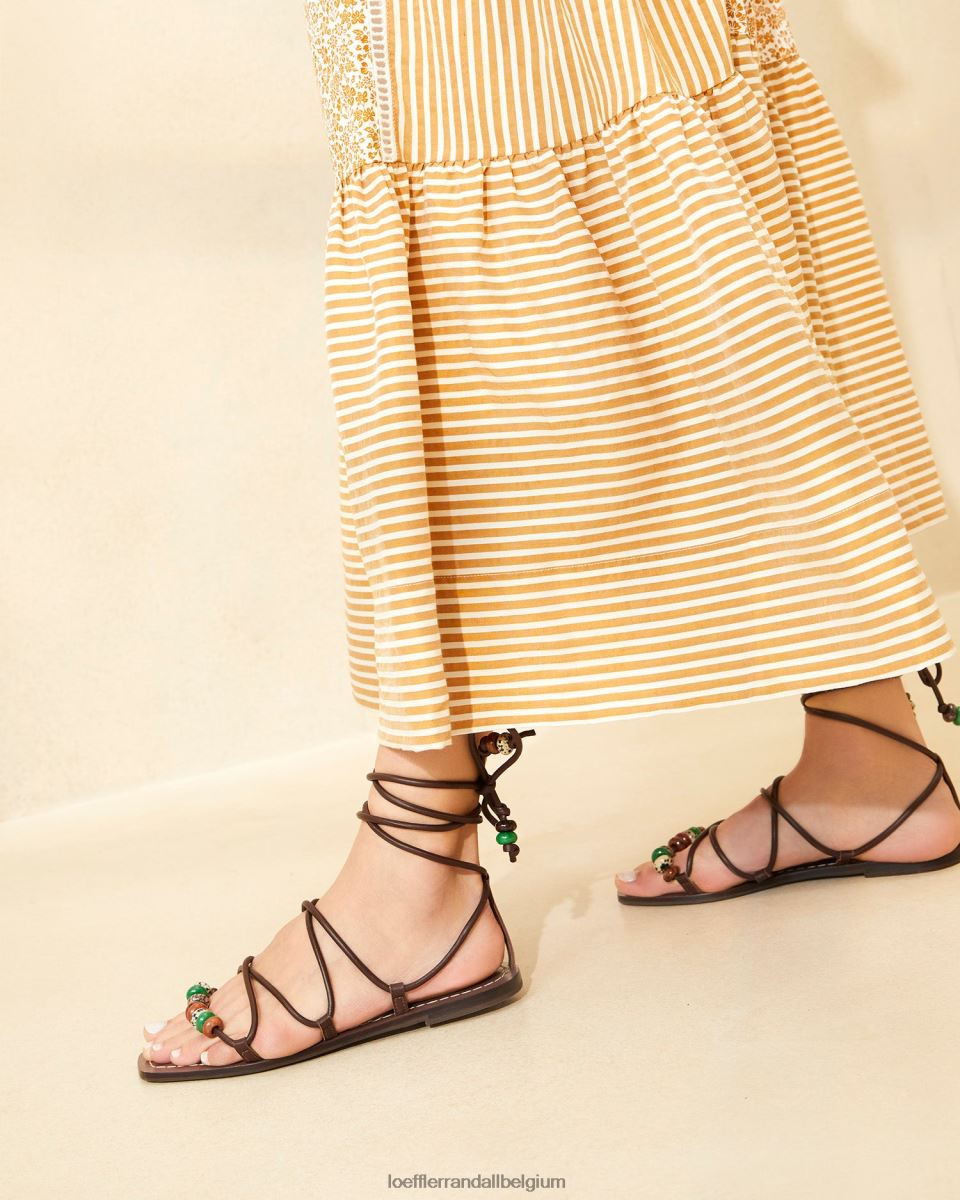 chaussures Loeffler Randall sandale à lacets avec nœud Colleen chocolat femmes 04V42L134