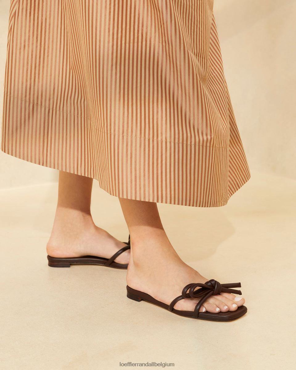 chaussures Loeffler Randall sandale à nœud hadley chocolat femmes 04V42L130