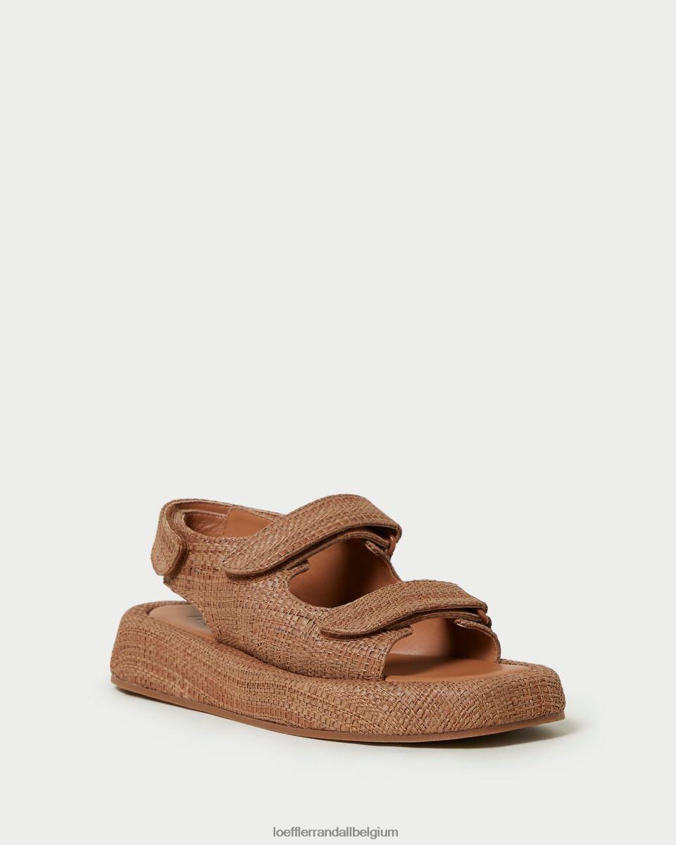 chaussures Loeffler Randall sandale plateforme en raphia blaise brun femmes 04V42L110