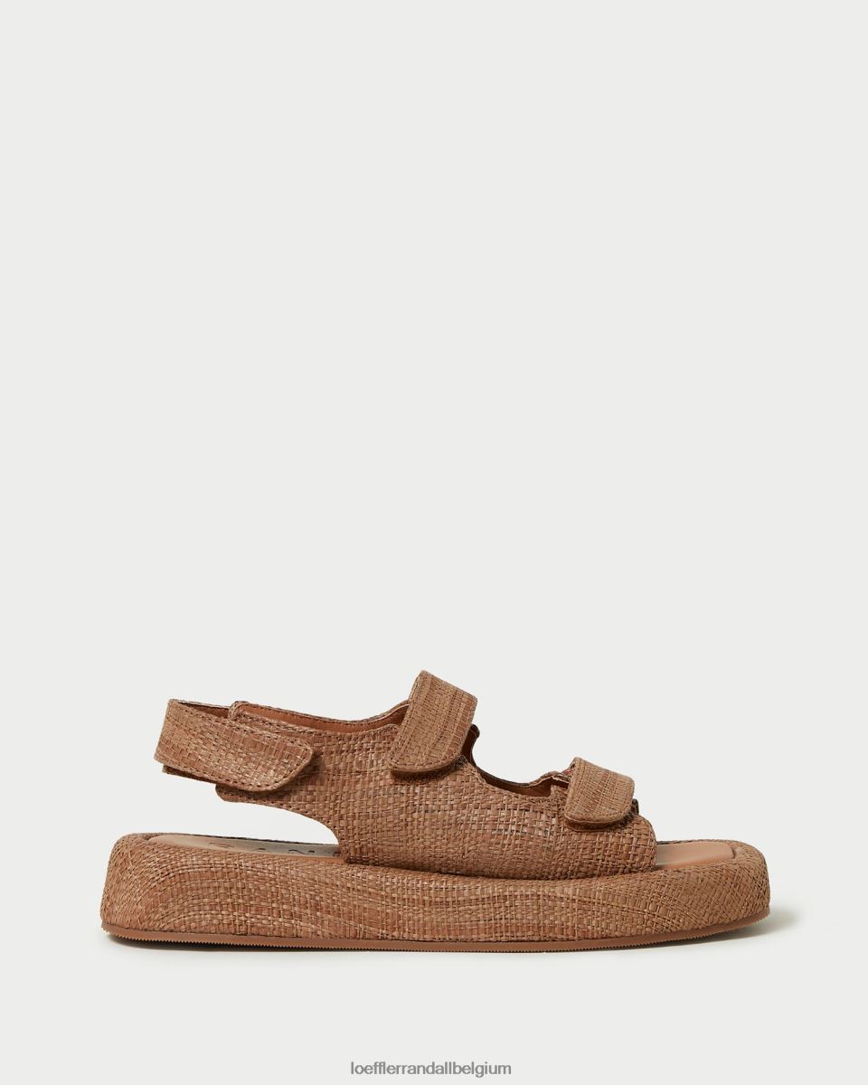 chaussures Loeffler Randall sandale plateforme en raphia blaise brun femmes 04V42L110
