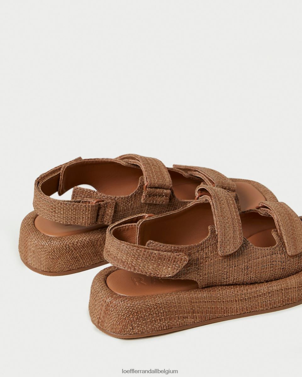chaussures Loeffler Randall sandale plateforme en raphia blaise brun femmes 04V42L110