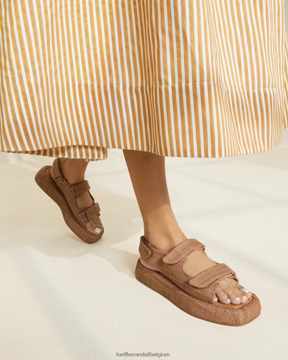 chaussures Loeffler Randall sandale plateforme en raphia blaise brun femmes 04V42L110