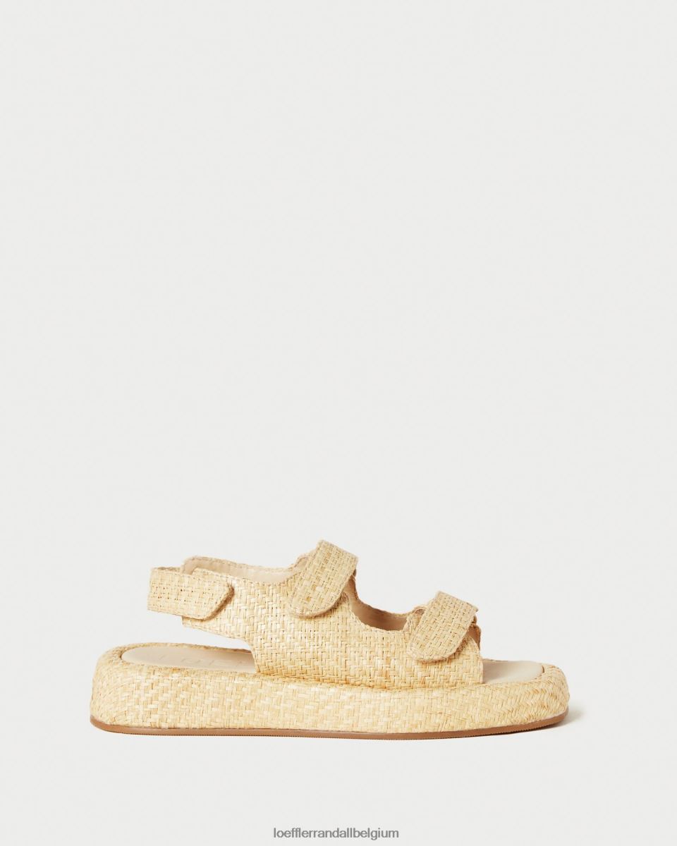 chaussures Loeffler Randall sandale plateforme en raphia blaise naturel femmes 04V42L101