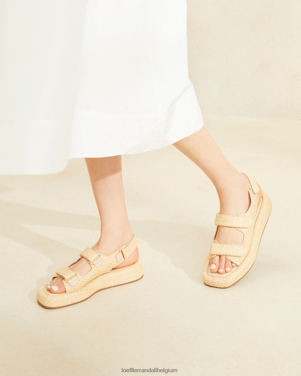 chaussures Loeffler Randall sandale plateforme en raphia blaise naturel femmes 04V42L101
