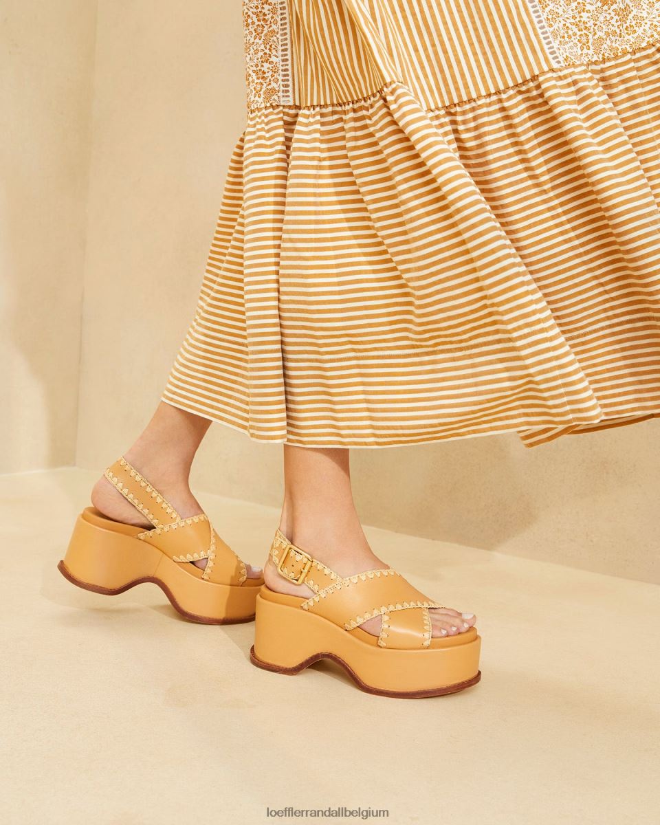 chaussures Loeffler Randall sandale plateforme mae miel/naturel femmes 04V42L128