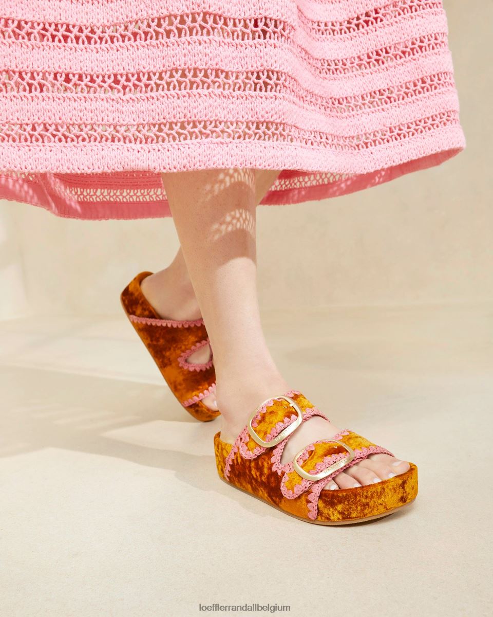chaussures Loeffler Randall sandale à semelle intérieure theo ocre/blush femmes 04V42L126