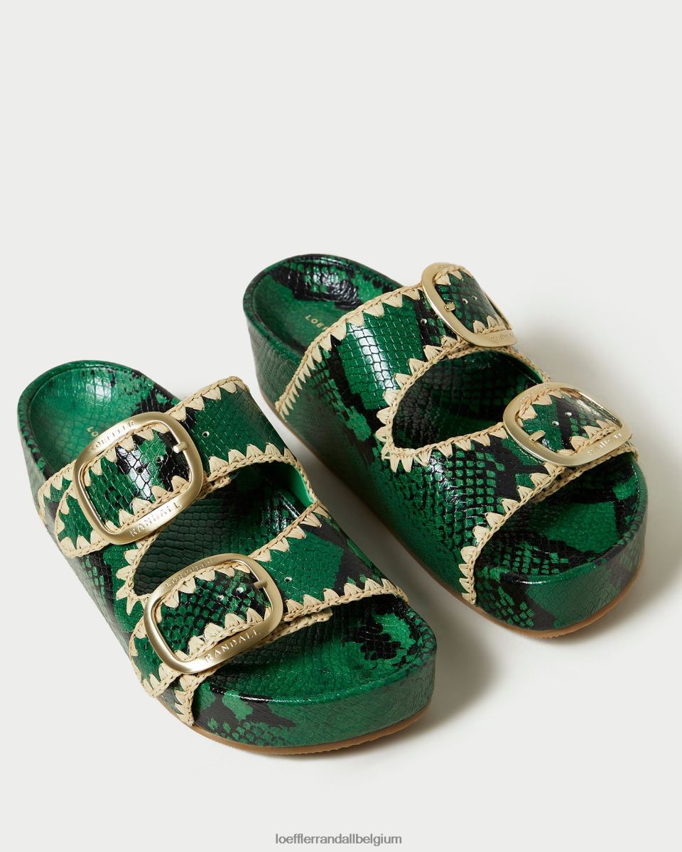 chaussures Loeffler Randall sandale à semelle intérieure theo vert/naturel femmes 04V42L120