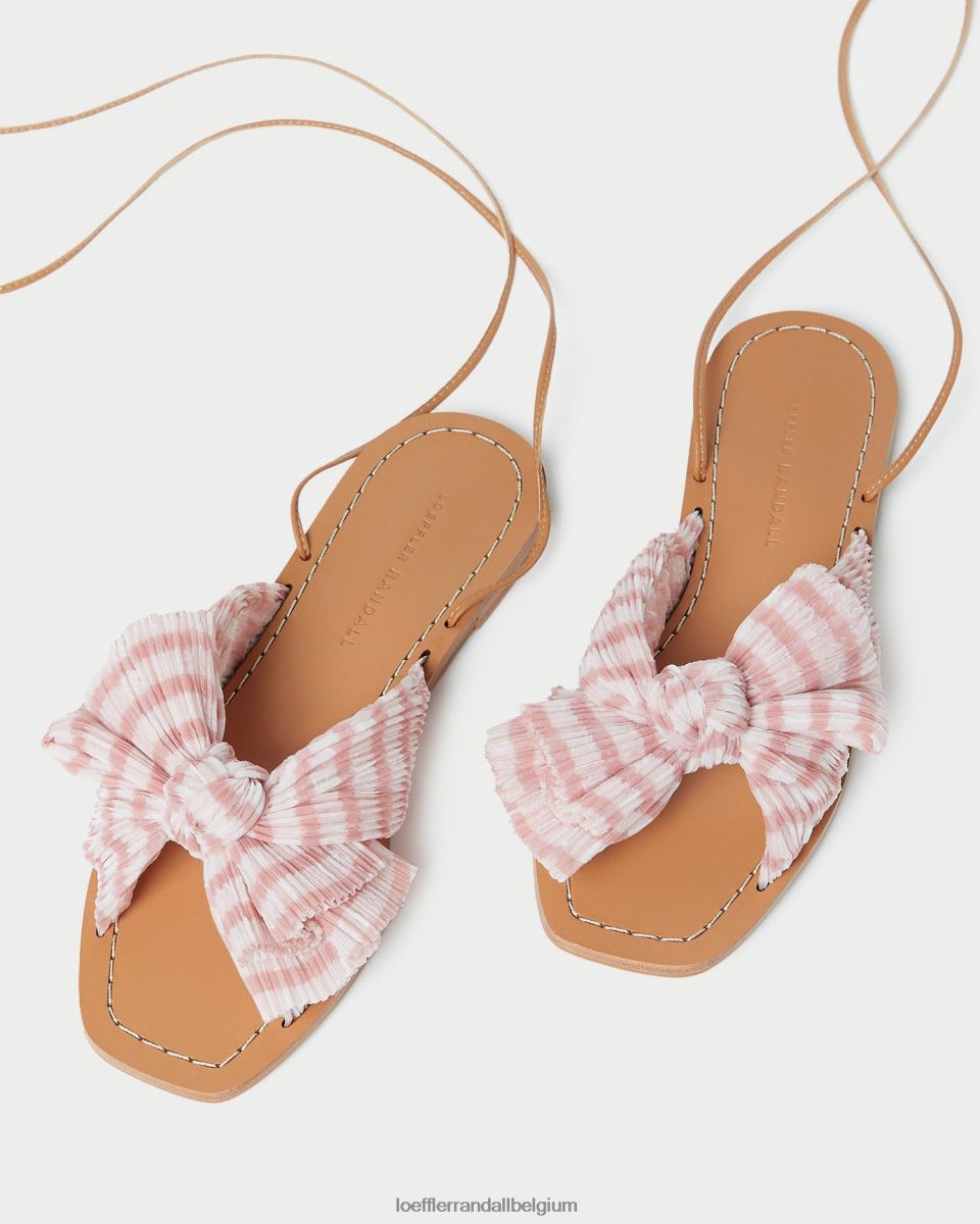 chaussures Loeffler Randall toboggan à nœud pivoine vichy rose tendre femmes 04V42L131