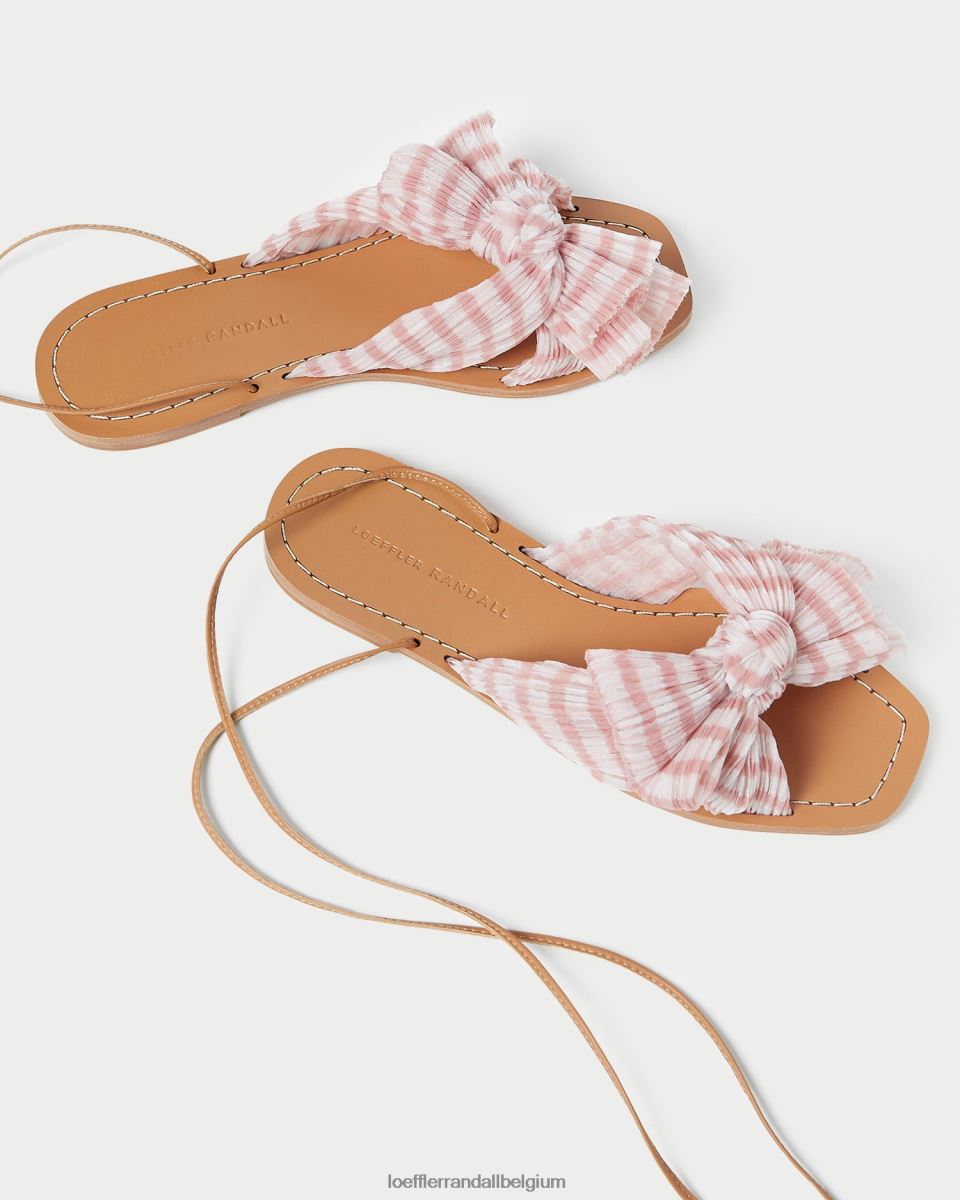 chaussures Loeffler Randall toboggan à nœud pivoine vichy rose tendre femmes 04V42L131
