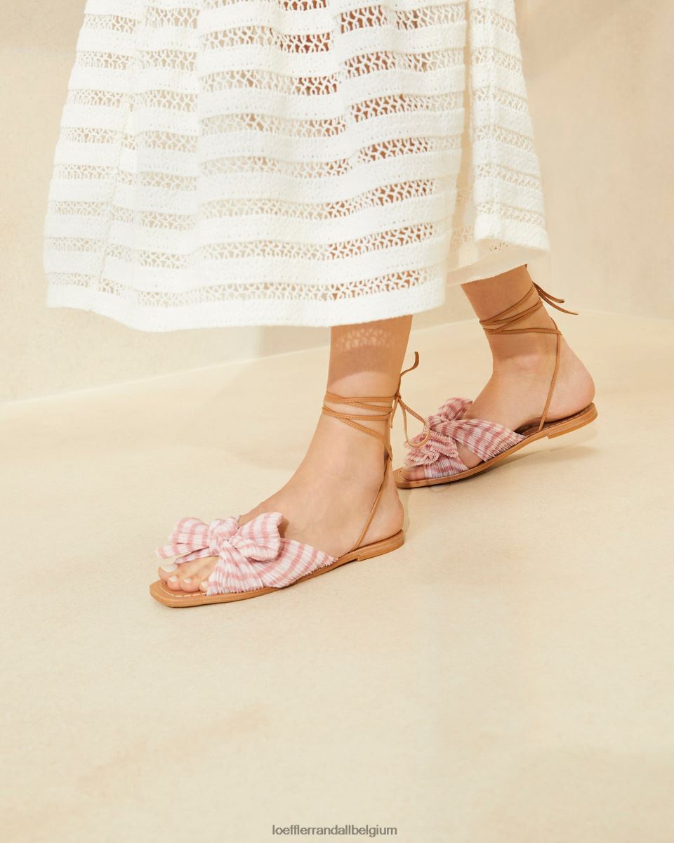chaussures Loeffler Randall toboggan à nœud pivoine vichy rose tendre femmes 04V42L131