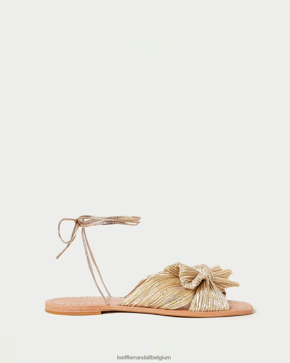 chaussures Loeffler Randall toboggan à nœud plissé pivoine or femmes 04V42L103
