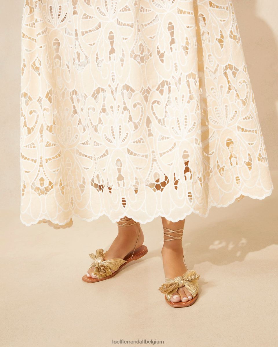 chaussures Loeffler Randall toboggan à nœud plissé pivoine or femmes 04V42L103