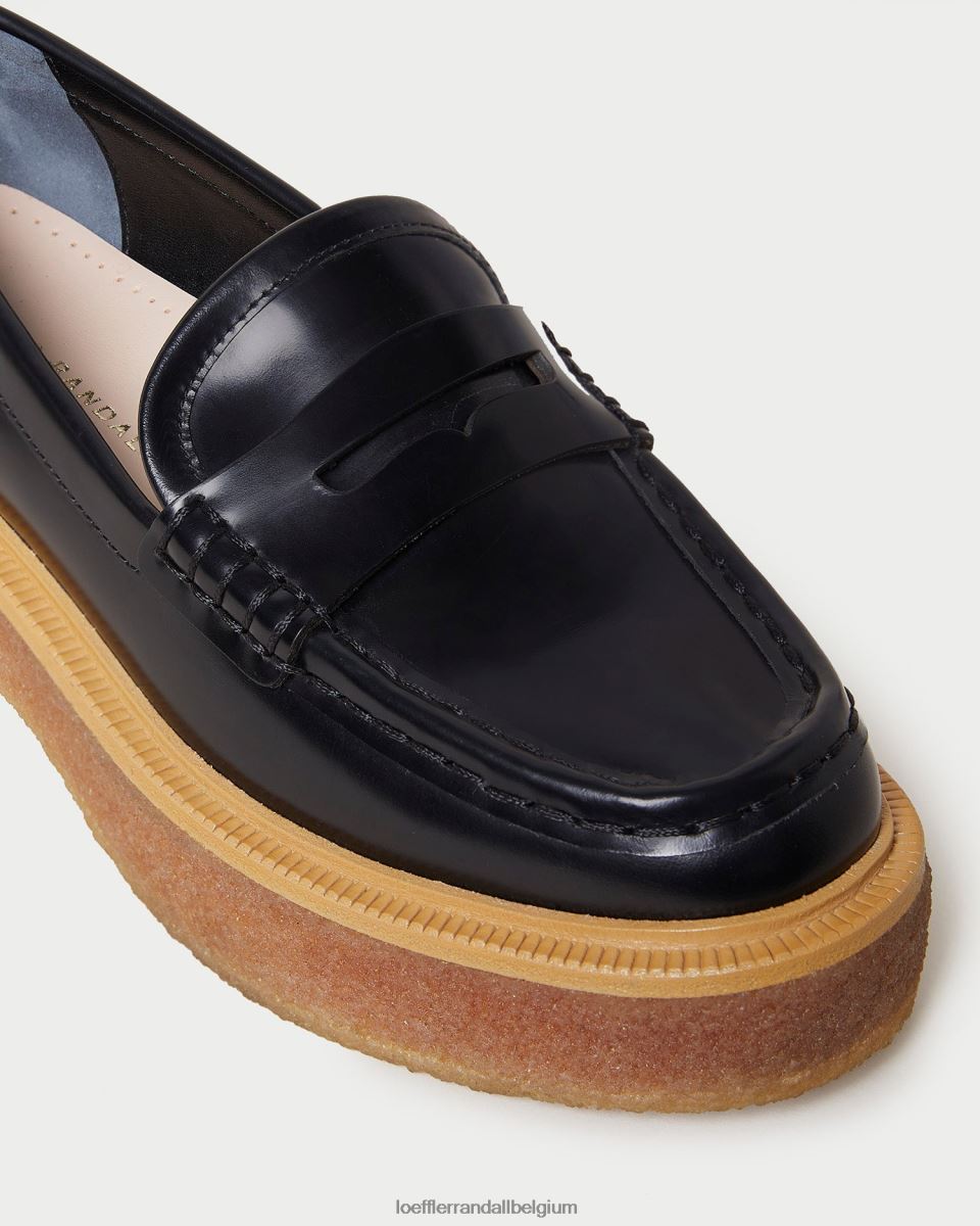 chaussures Loeffler Randall mocassins à plateforme rikki noir femmes 04V42L311