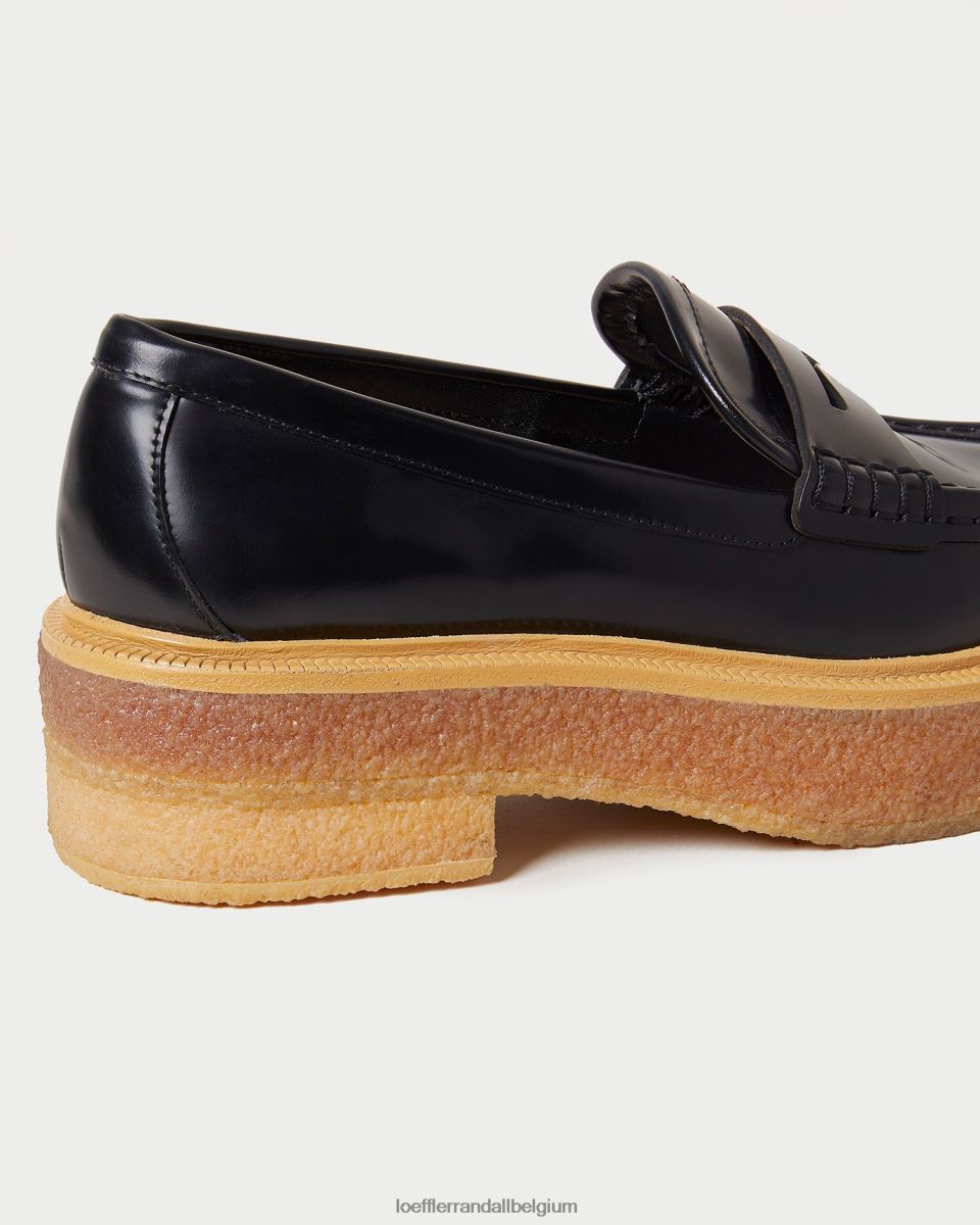 chaussures Loeffler Randall mocassins à plateforme rikki noir femmes 04V42L311