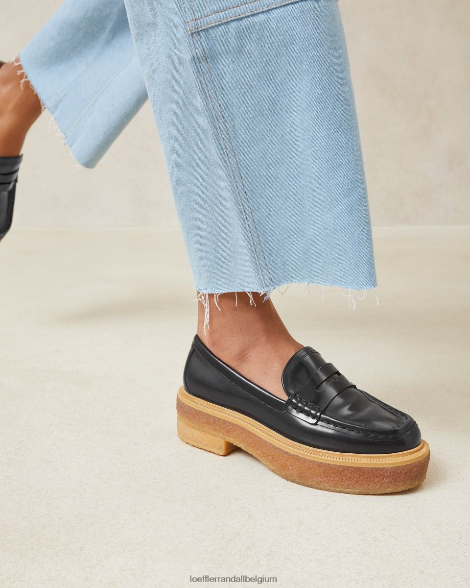 chaussures Loeffler Randall mocassins à plateforme rikki noir femmes 04V42L311