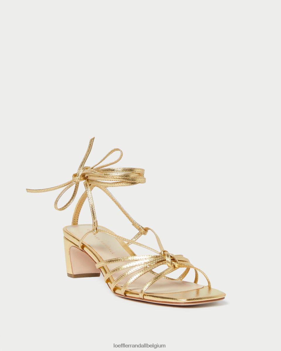 chaussures Loeffler Randall lola noeud à lacets mi-talon or femmes 04V42L85