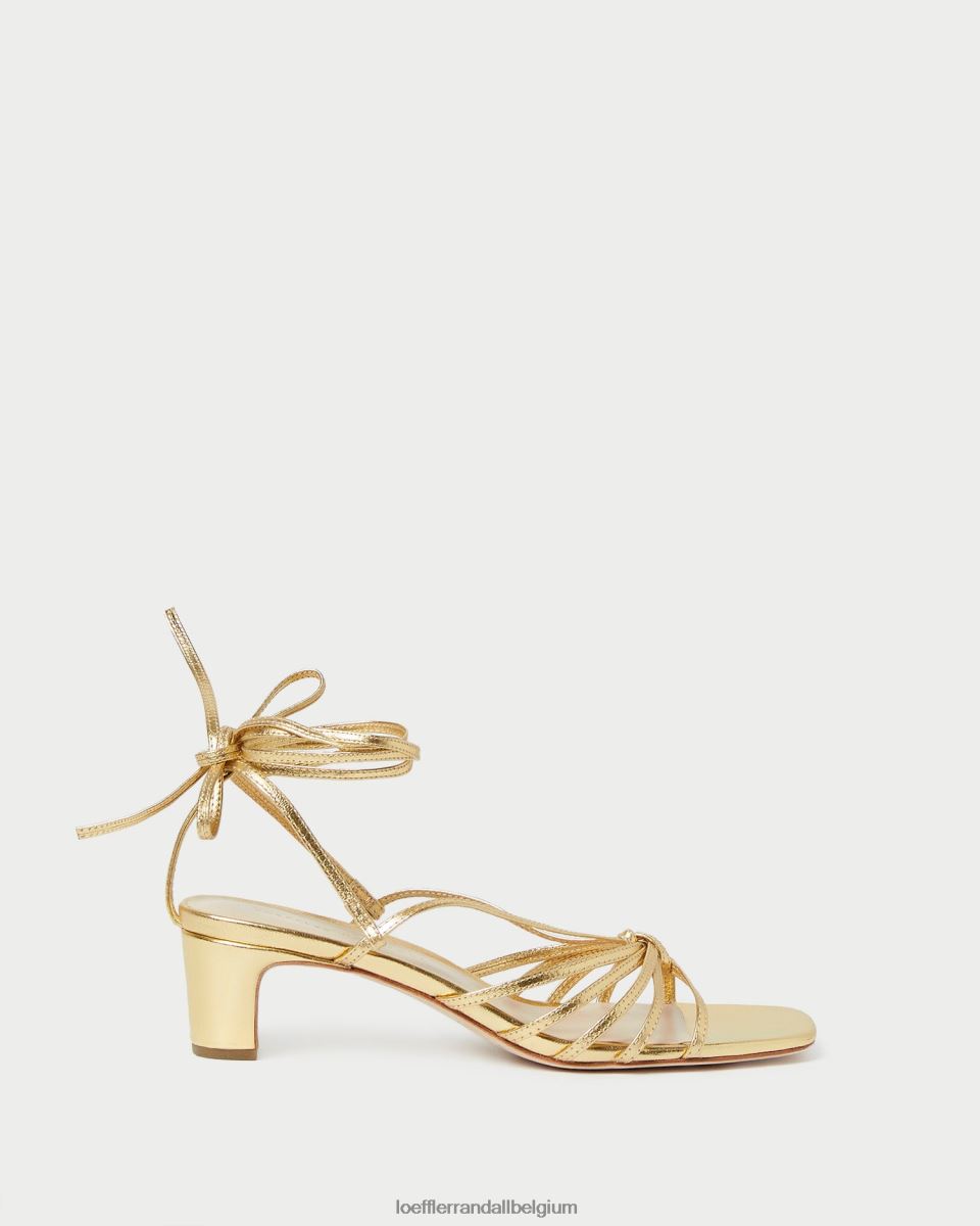 chaussures Loeffler Randall lola noeud à lacets mi-talon or femmes 04V42L85