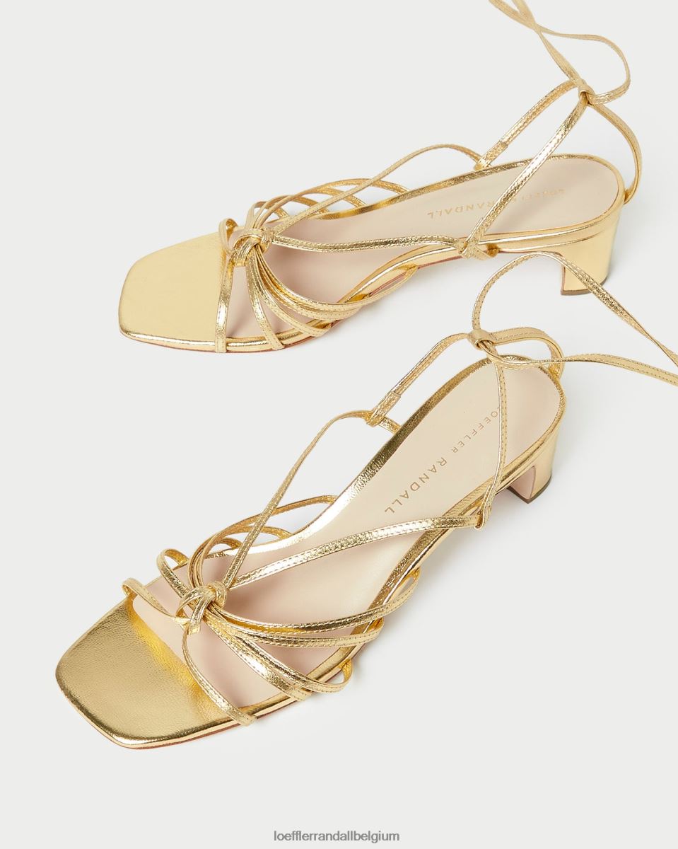 chaussures Loeffler Randall lola noeud à lacets mi-talon or femmes 04V42L85