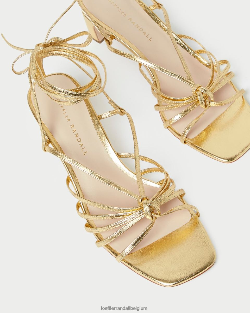 chaussures Loeffler Randall lola noeud à lacets mi-talon or femmes 04V42L85